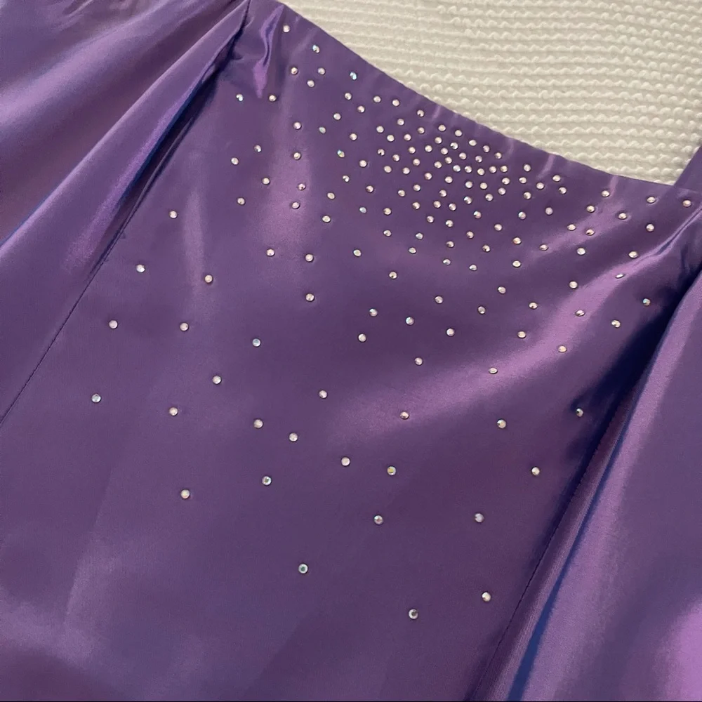 Gunne Sax Iridescent maxi dress slip party dress Lavender rhinestone Y2K - Picture 13 of 16